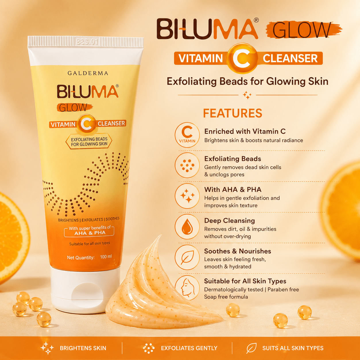 Biluma Glow Vitamin C Cleanser 100ml - Cosmosentials