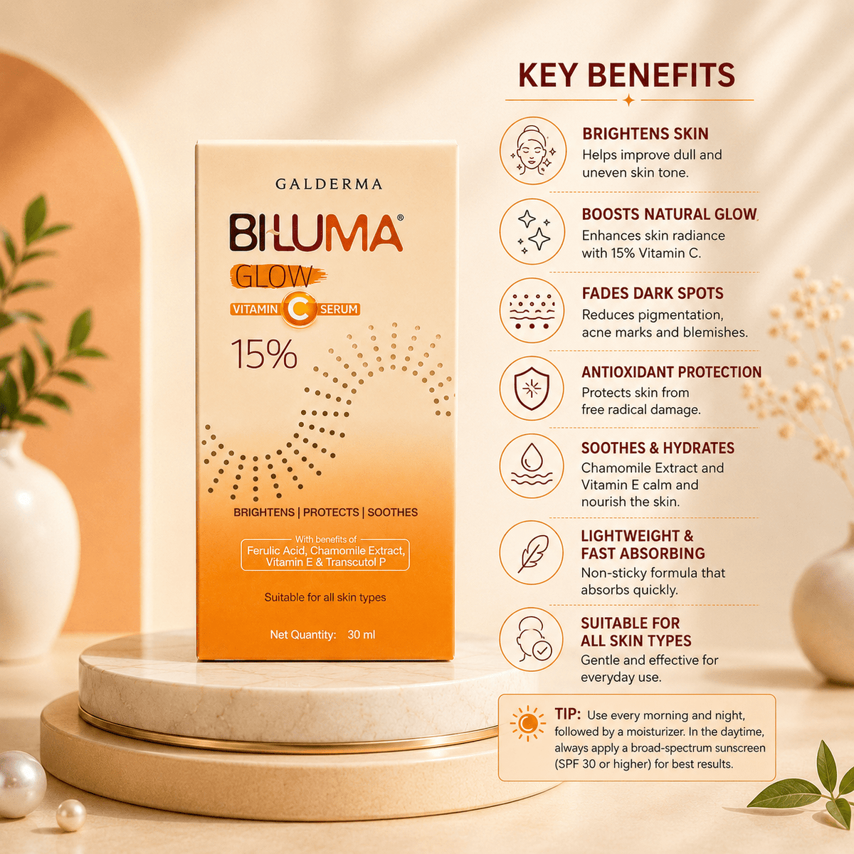 Biluma Glow Vitamin C Serum 15% - Cosmosentials