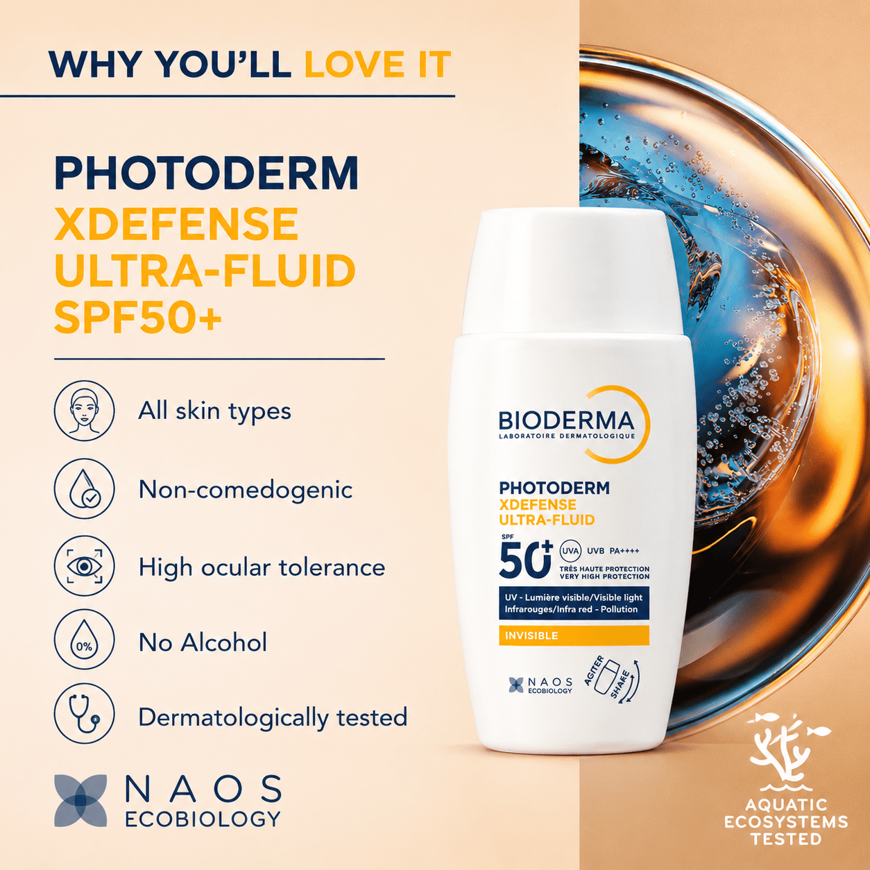Bioderma Photoderm XDefense Ultra-Fluid SPF 50+ PA++++ Invisible - Cosmosentials