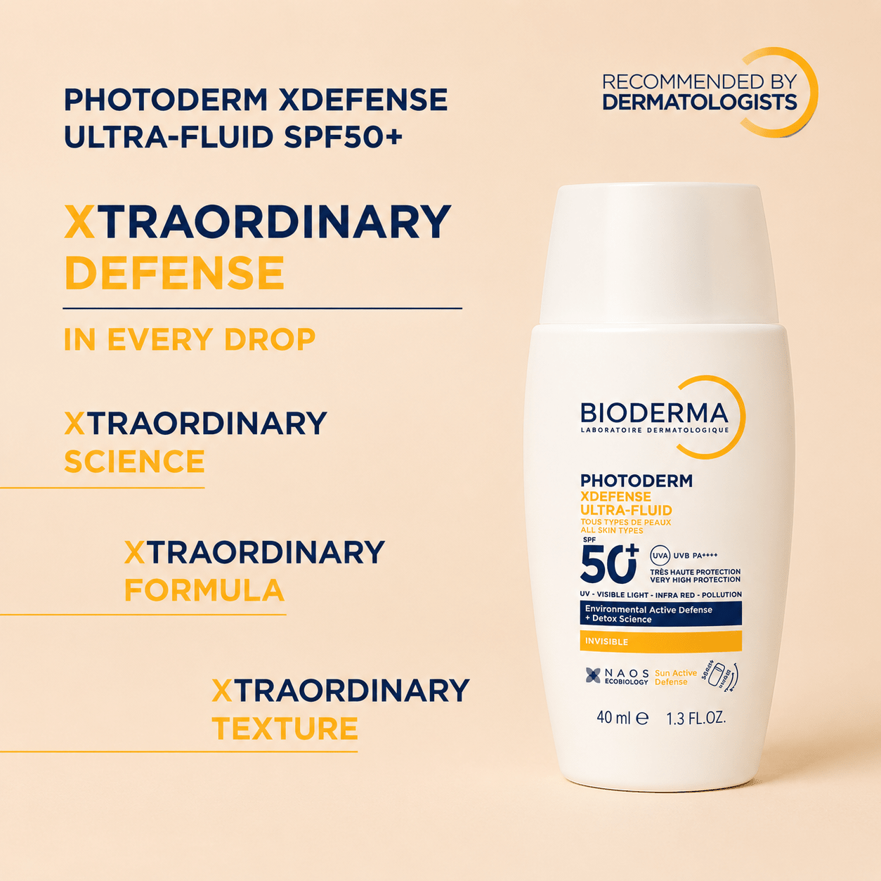Bioderma Photoderm XDefense Ultra-Fluid SPF 50+ PA++++ Invisible - Cosmosentials
