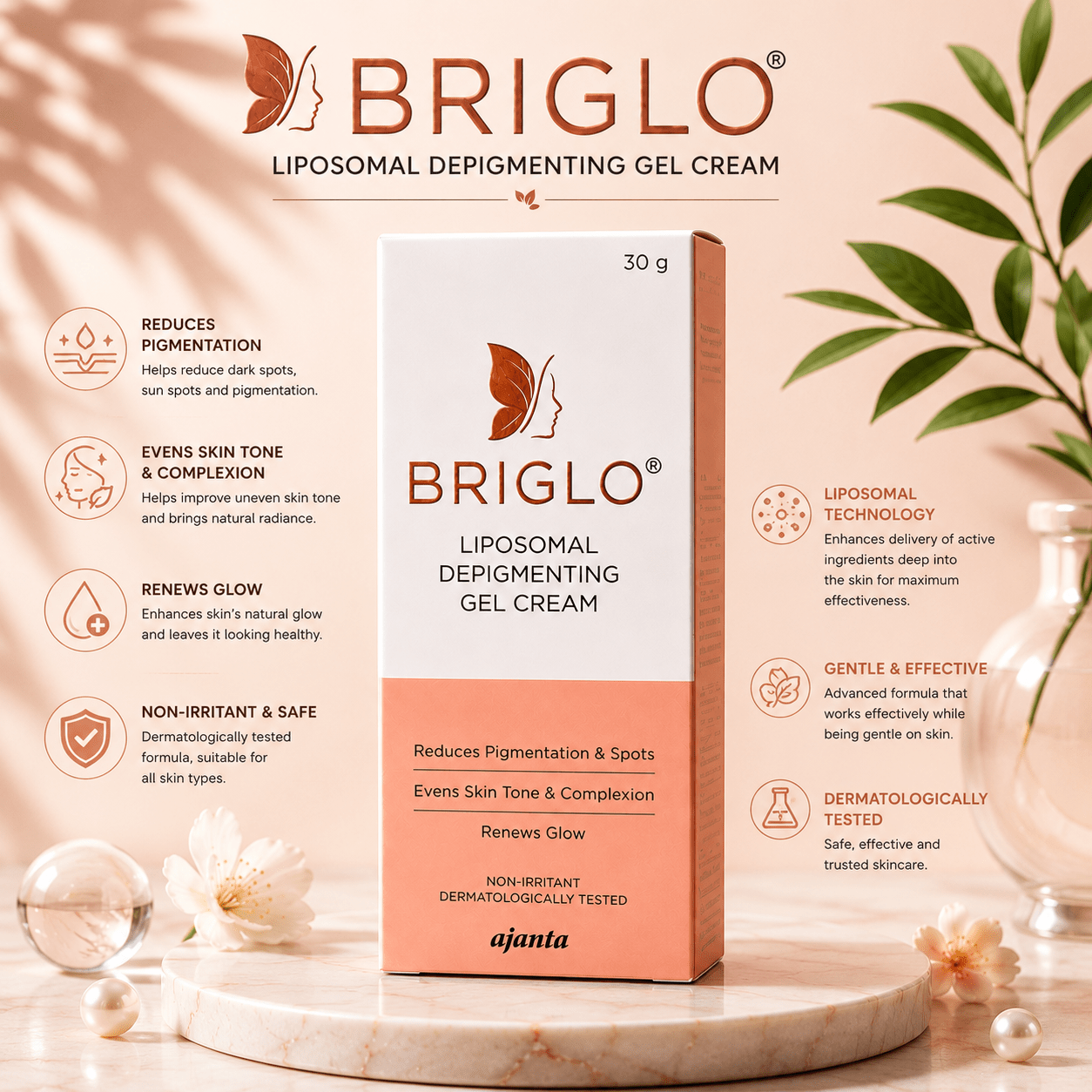 BRIGLO Liposomal Depigmenting Gel Cream - Cosmosentials
