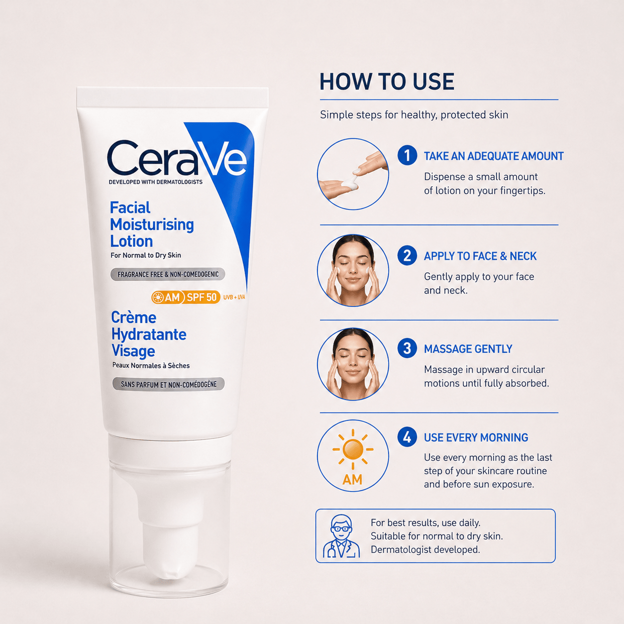 CeraVe AM Facial Moisturising Lotion SPF 50 - Cosmosentials