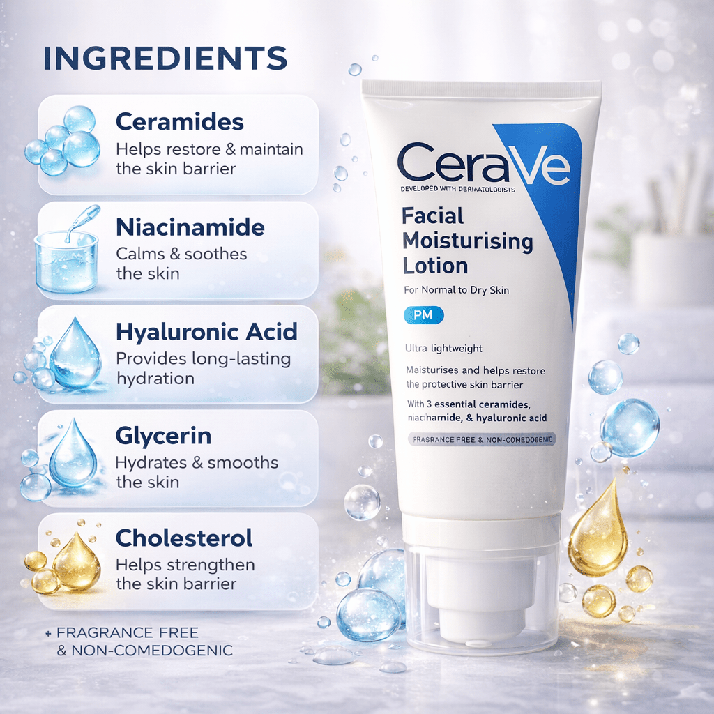 CeraVe Facial Moisturising Lotion PM - Cosmosentials