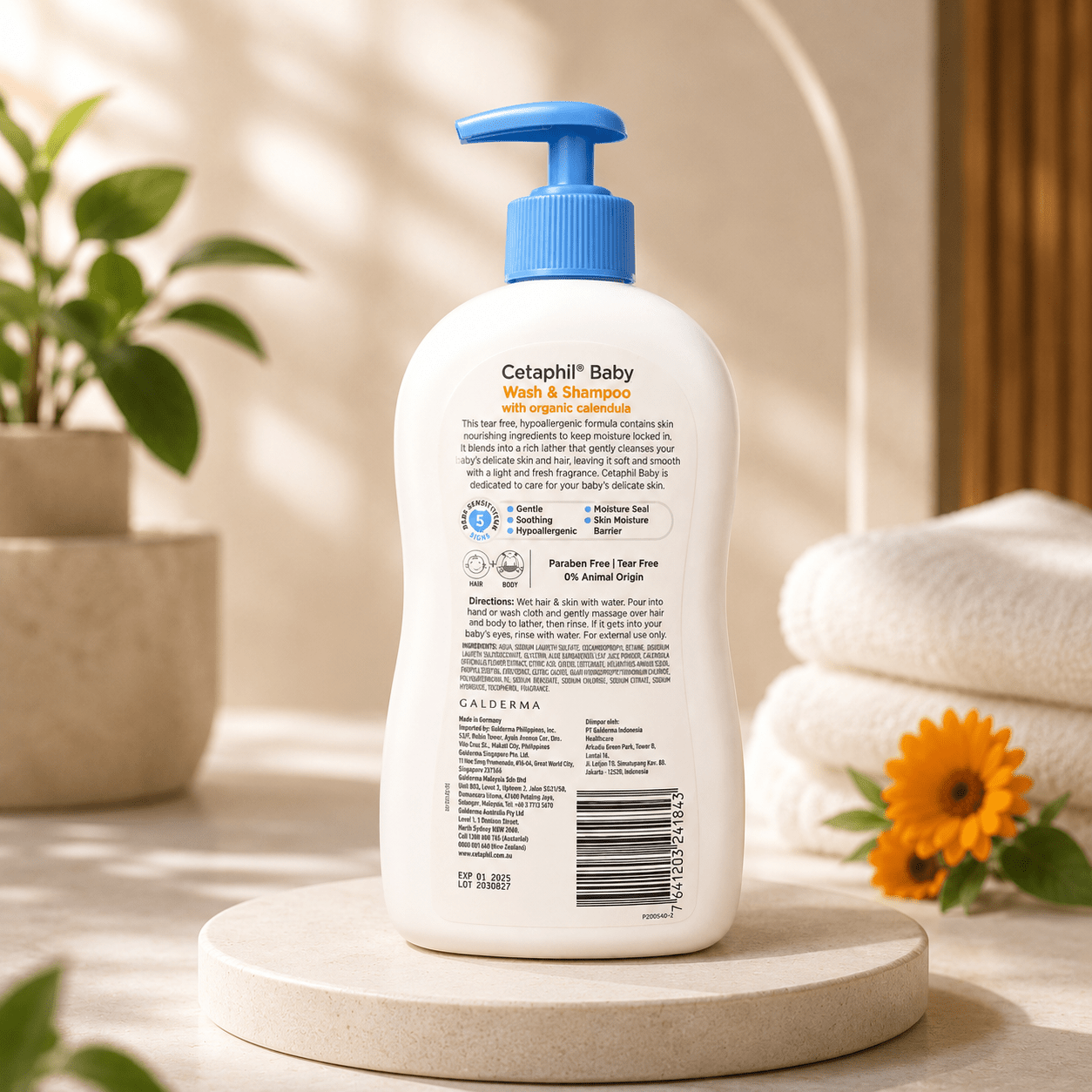 Cetaphil Baby Wash & Shampoo with Organic Calendula (400 ml) - Cosmosentials