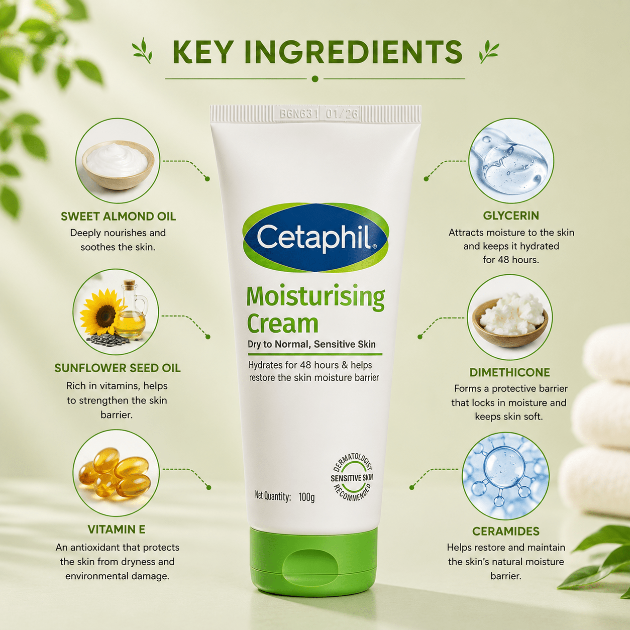 Cetaphil Moisturising Cream 100g - Cosmosentials