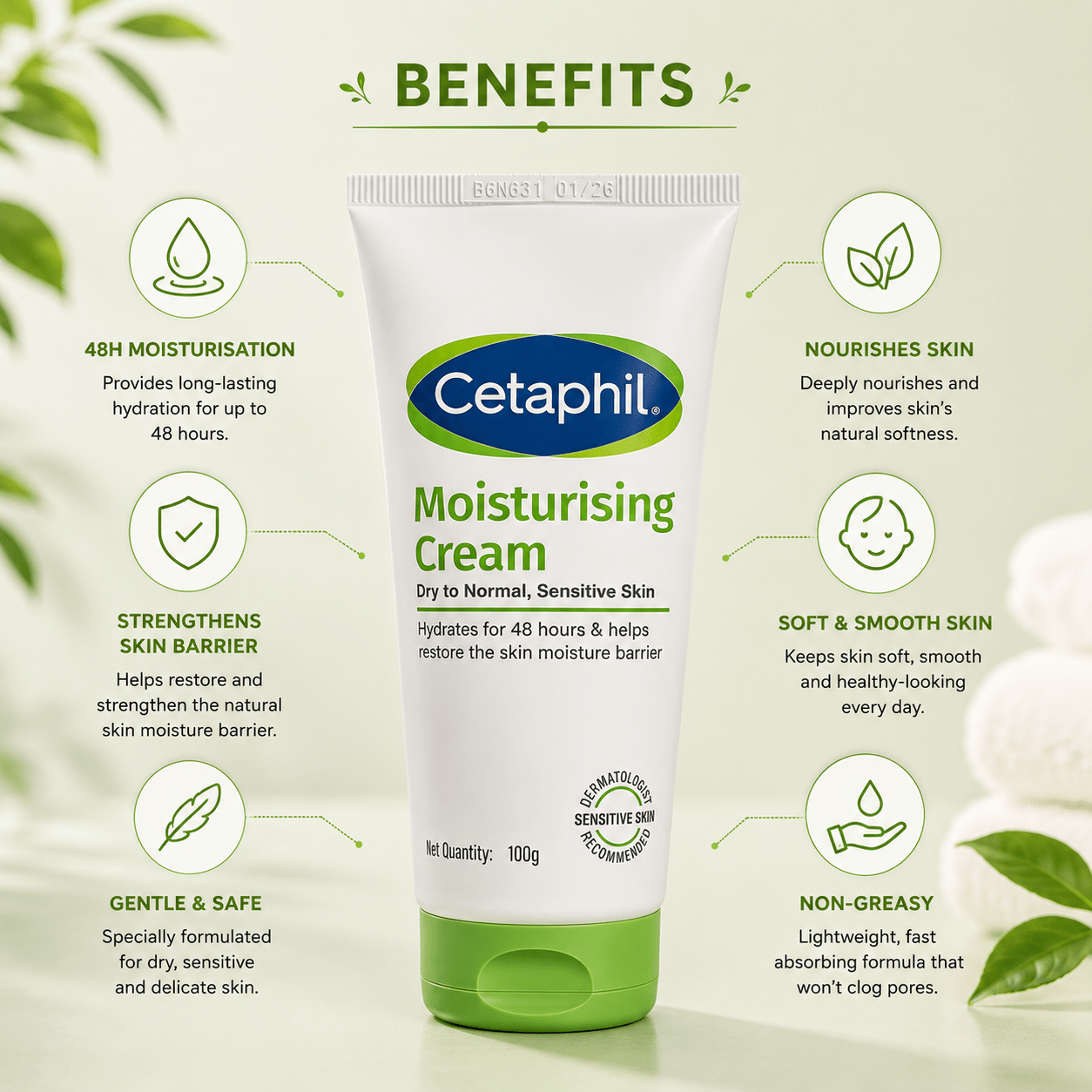 Cetaphil Moisturising Cream 100g - Cosmosentials