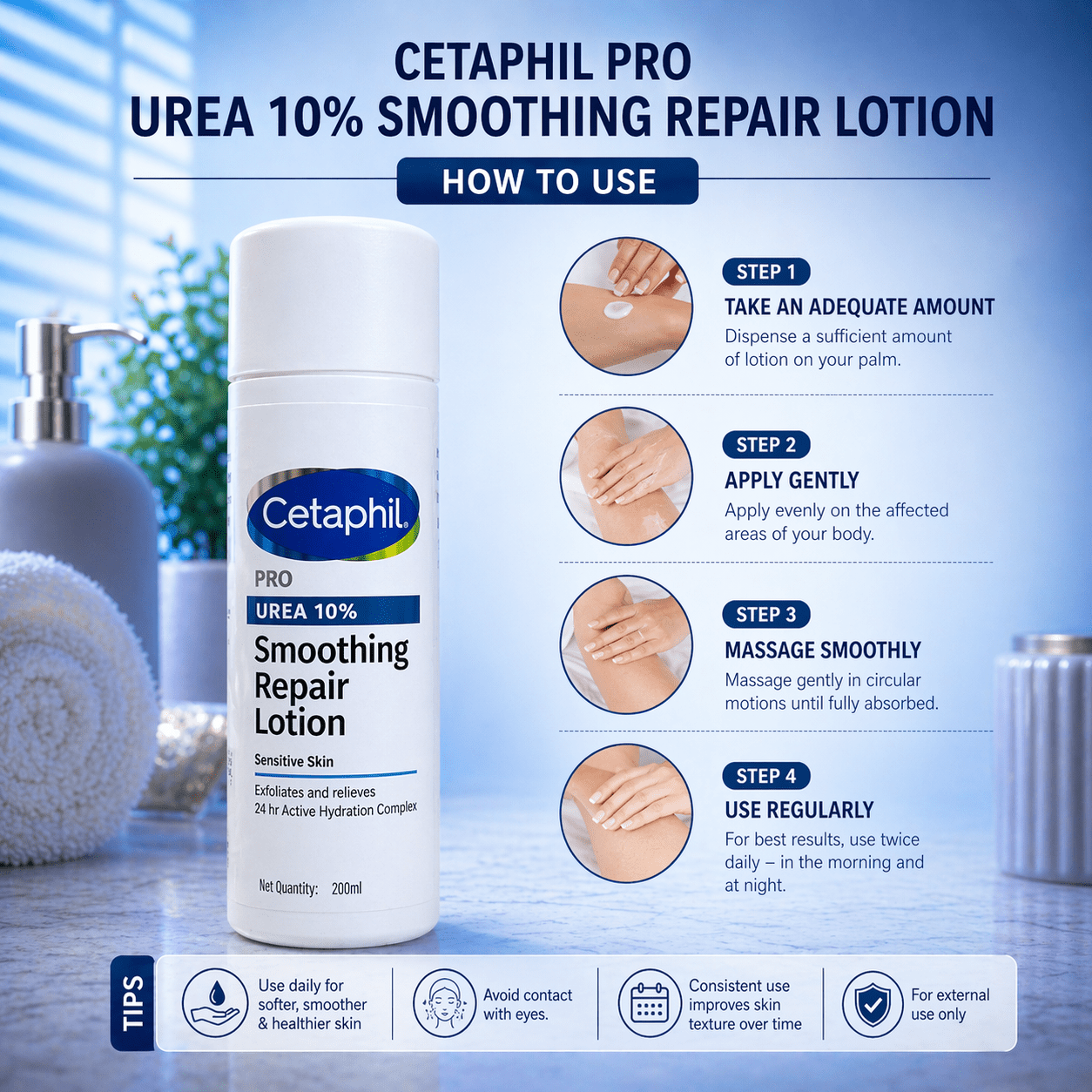 Cetaphil Pro Urea 10% Smoothing Repair Lotion - Cosmosentials