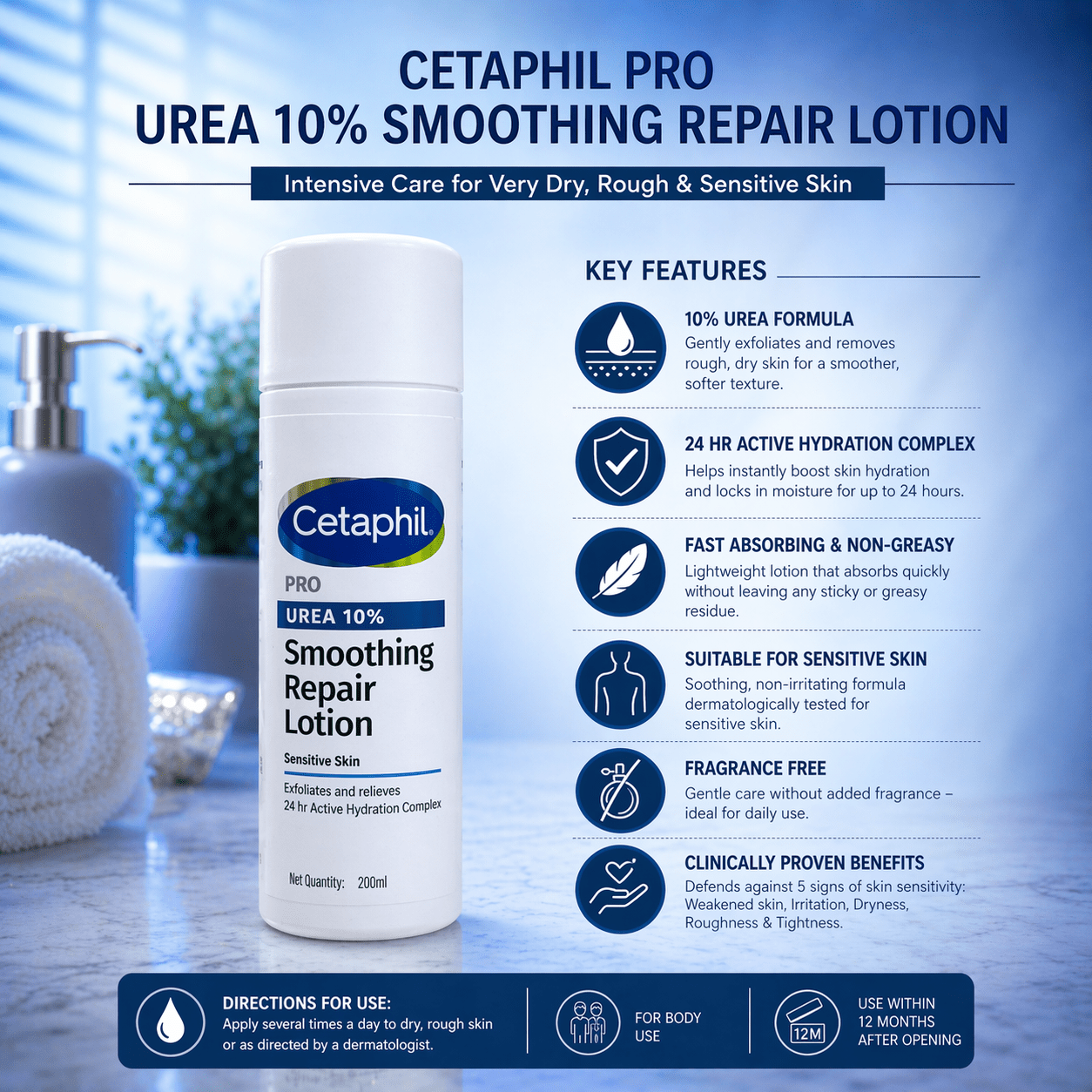 Cetaphil Pro Urea 10% Smoothing Repair Lotion - Cosmosentials