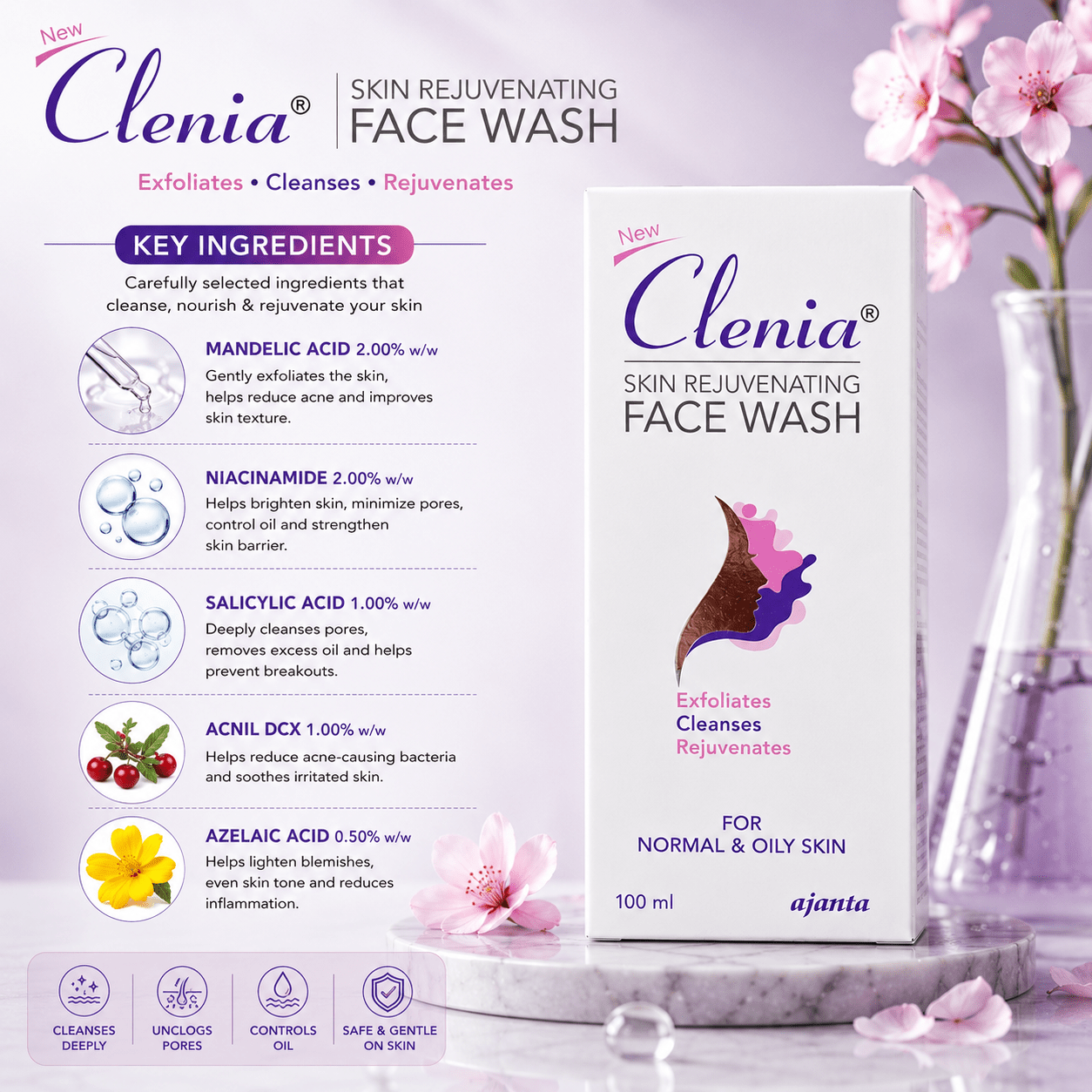 Clenia Skin Rejuvenating Face Wash - Cosmosentials