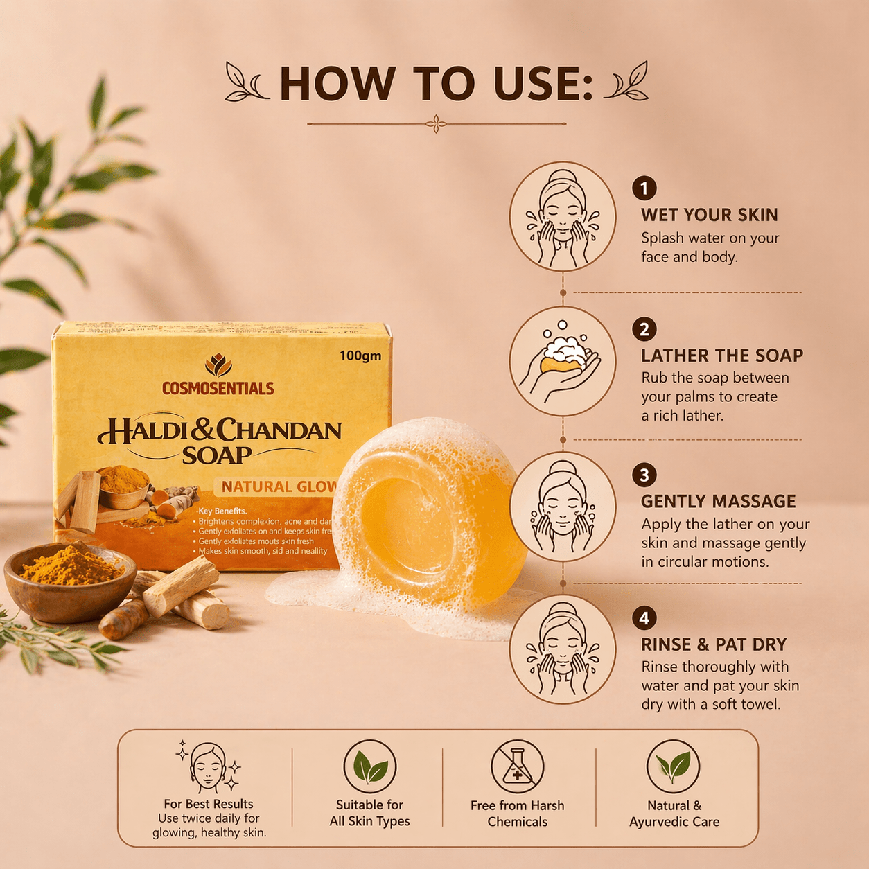 Cosmosentials Haldi & Chandan Soap - Cosmosentials