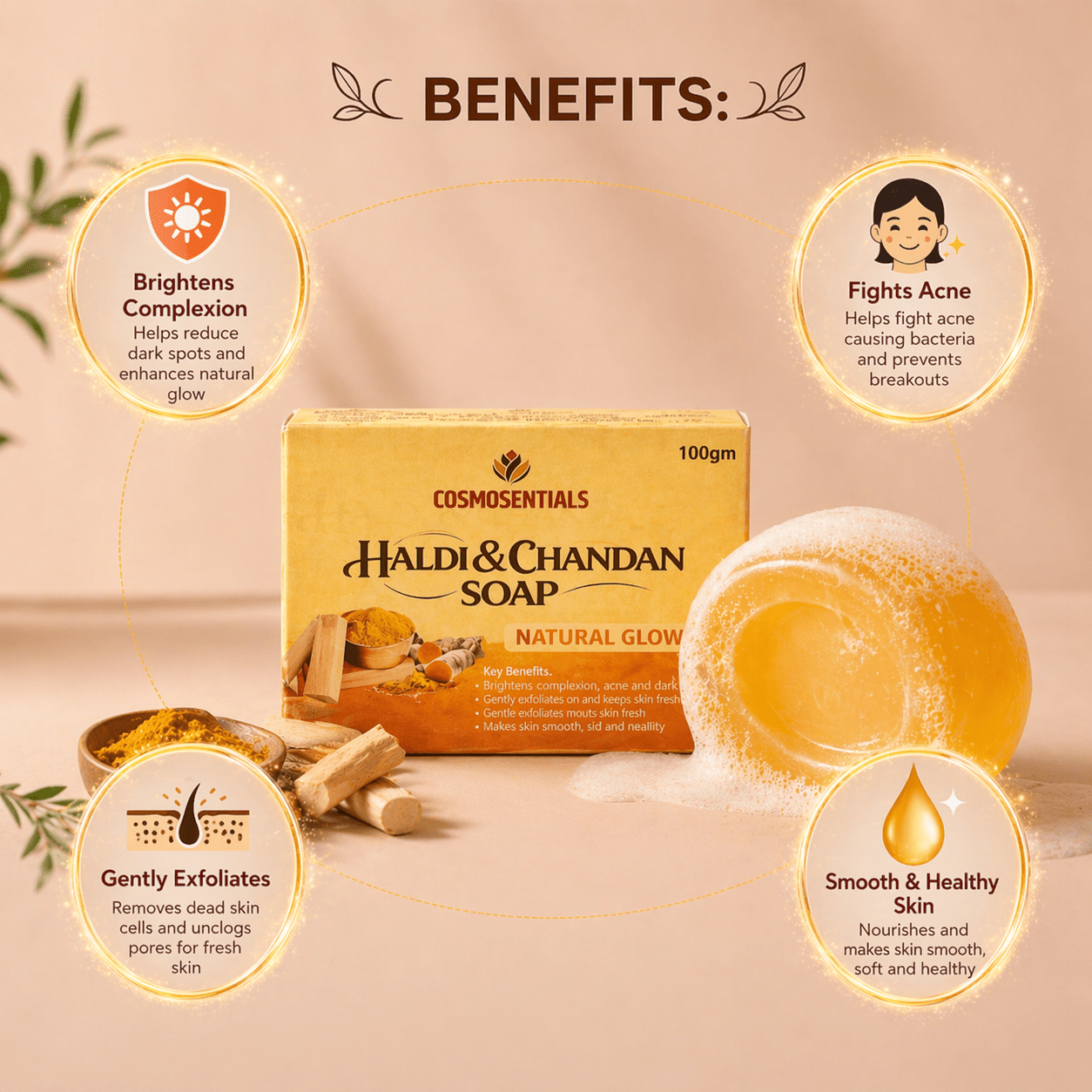 Cosmosentials Haldi & Chandan Soap - Cosmosentials