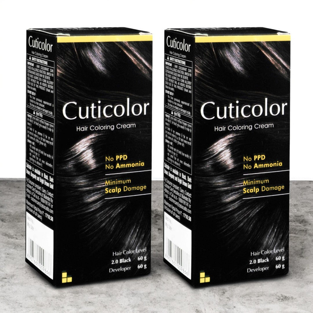 Cuticolor Hair Coloring Cream Black( 2.0) - Cosmosentials