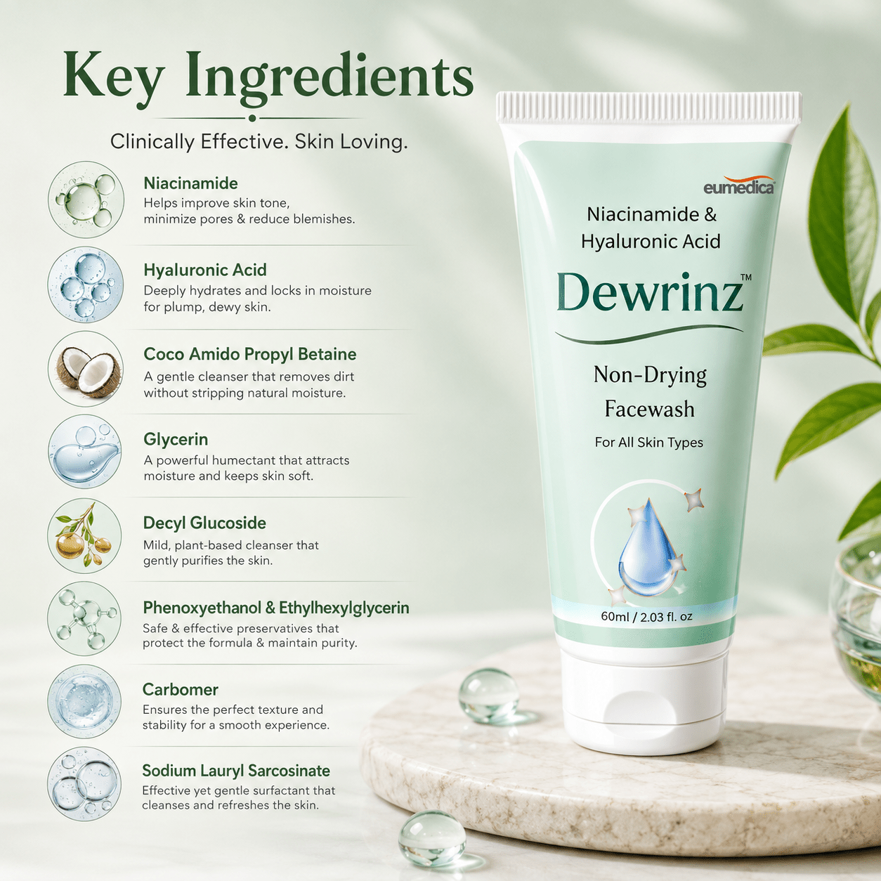 Dewrinz Non-Drying Facewash - Cosmosentials