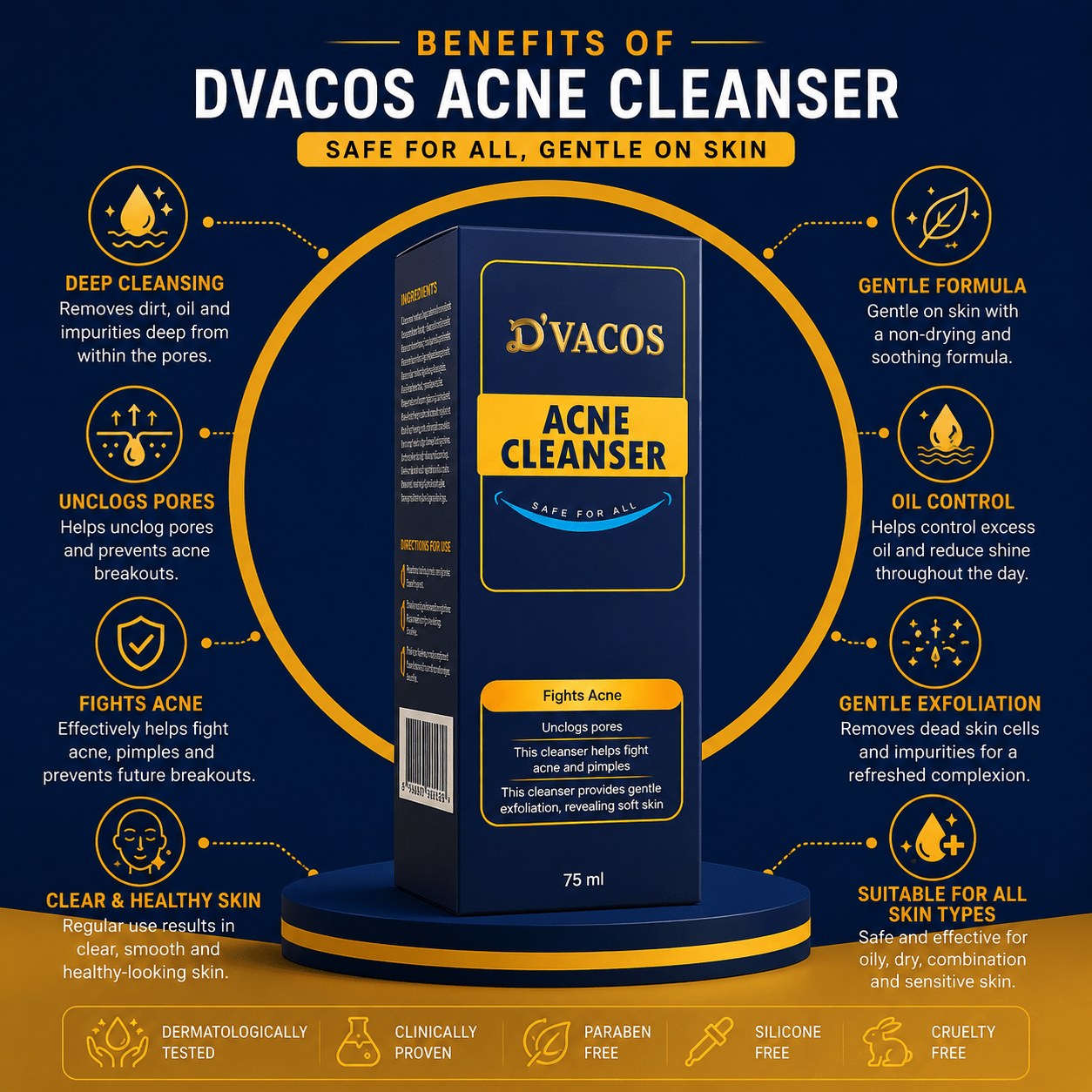 D'Vacos Acne Cleanser - Cosmosentials