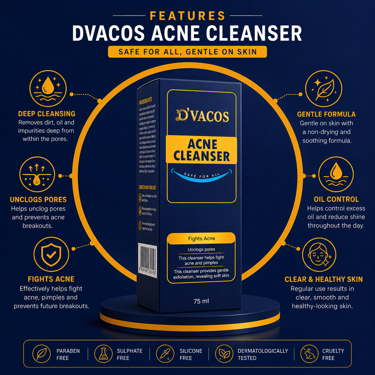 D'Vacos Acne Cleanser - Cosmosentials