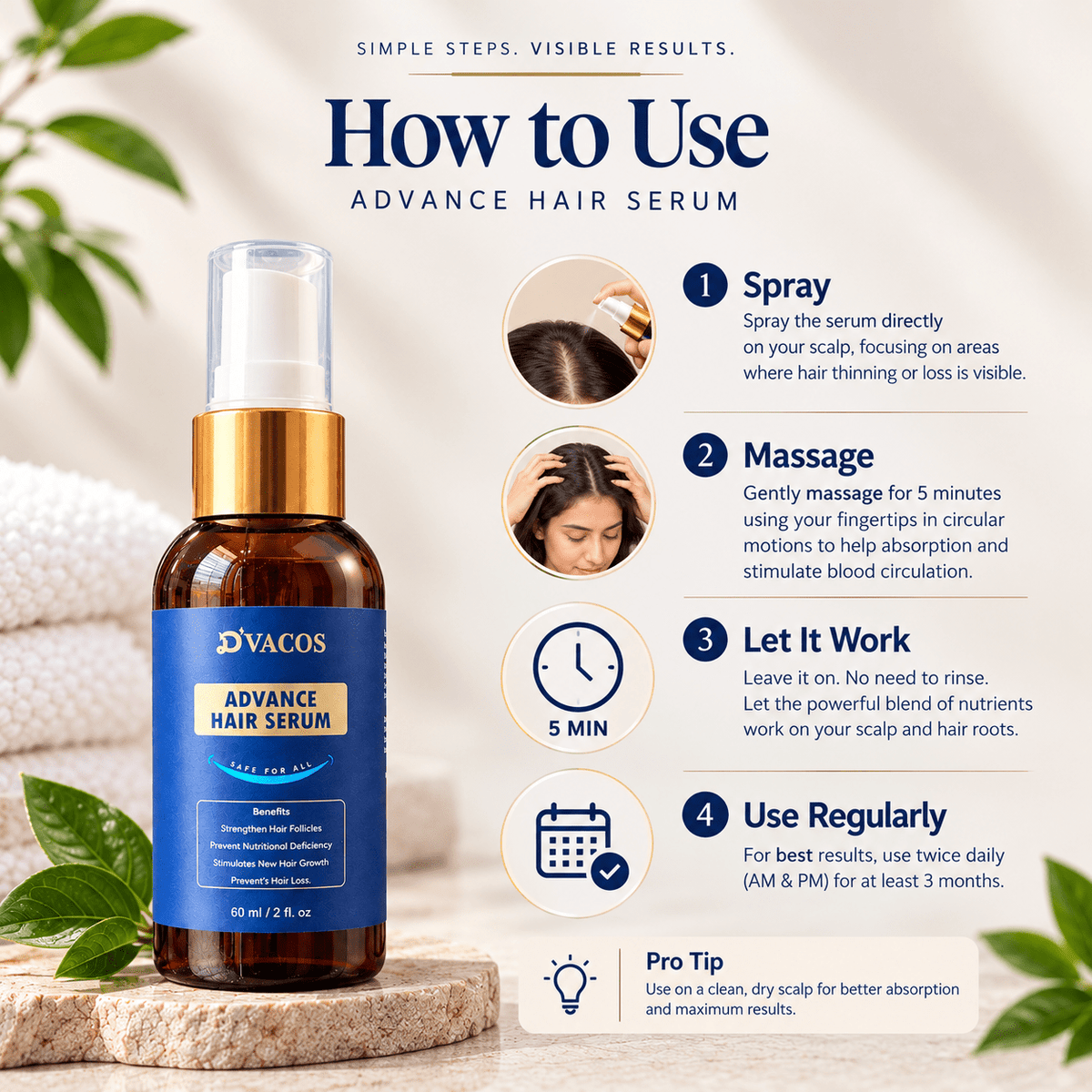 D’Vacos Advance Hair Serum 60ml - Cosmosentials