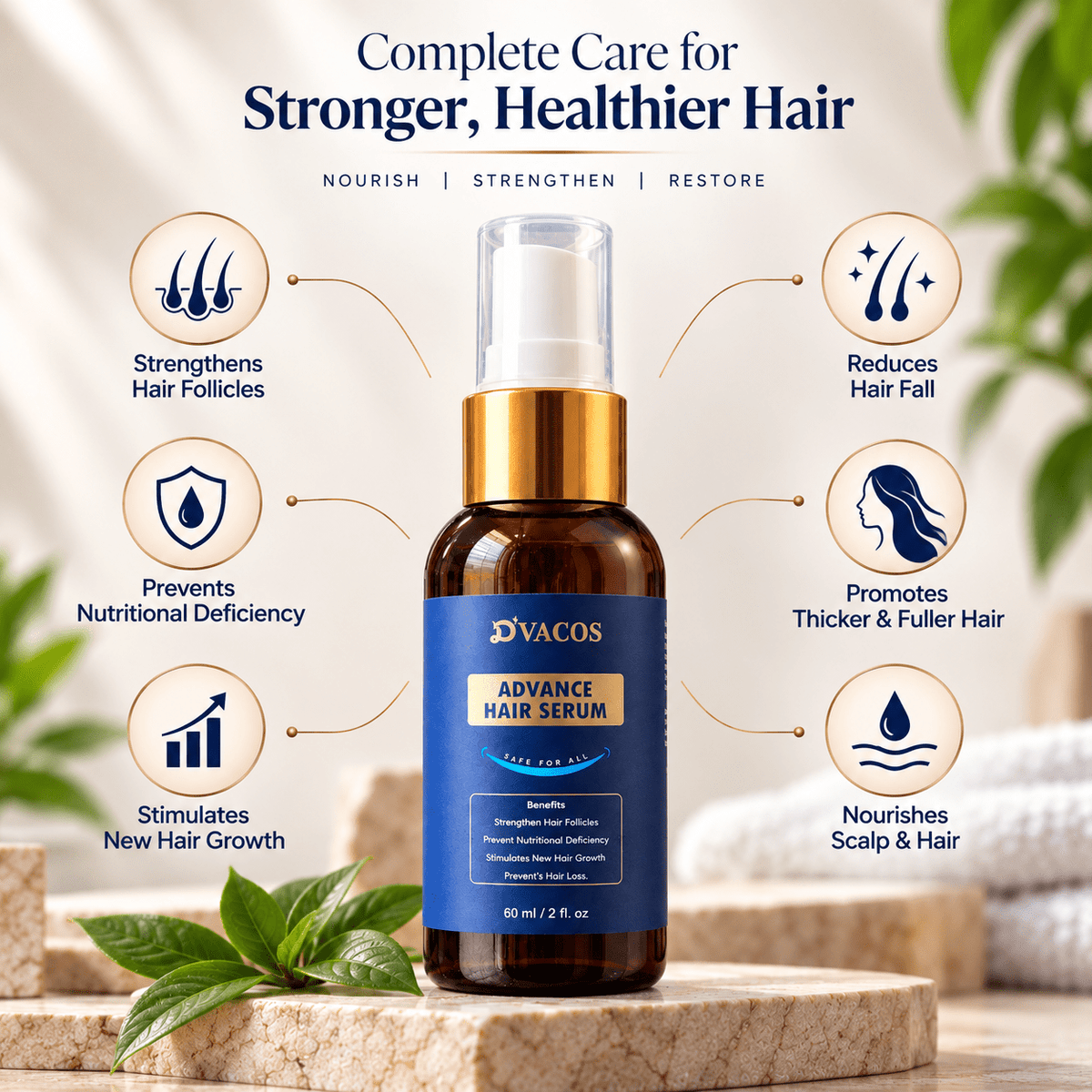 D’Vacos Advance Hair Serum 60ml - Cosmosentials