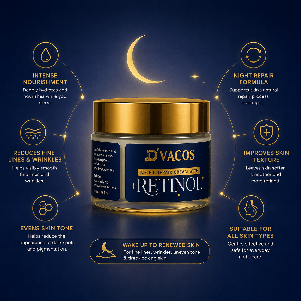 D’VACOS Night Repair Cream with Retinol - Cosmosentials