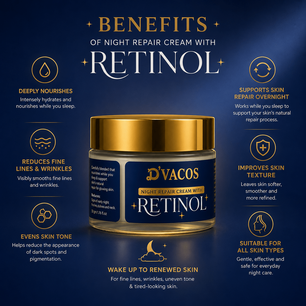 D’VACOS Night Repair Cream with Retinol - Cosmosentials