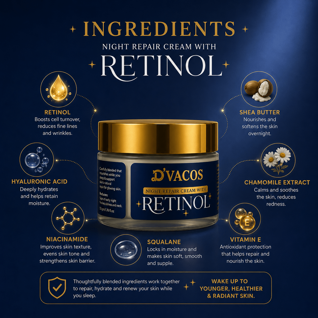 D’VACOS Night Repair Cream with Retinol - Cosmosentials
