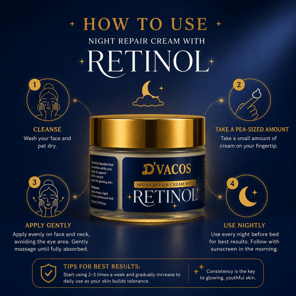 D’VACOS Night Repair Cream with Retinol - Cosmosentials