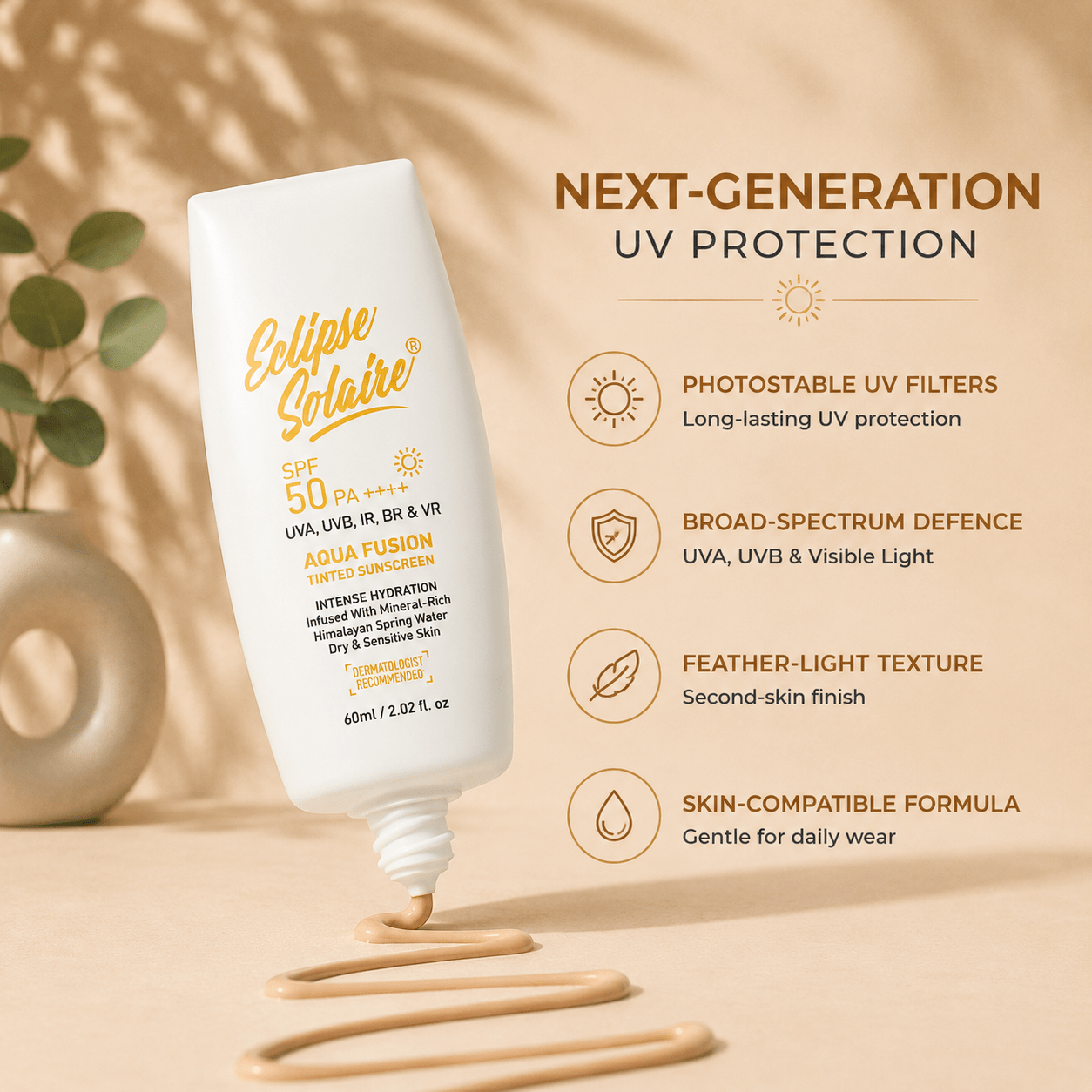 Eclipse Solaire Aqua Fusion Tinted Sunscreen SPF 50 PA++++ - Cosmosentials