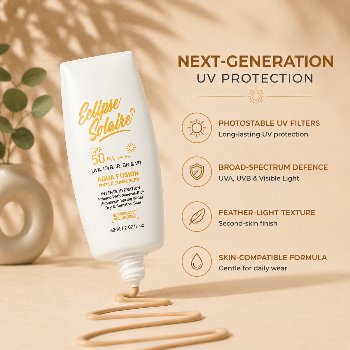 Eclipse Solaire Aqua Fusion Tinted Sunscreen SPF 50 PA++++ - Cosmosentials