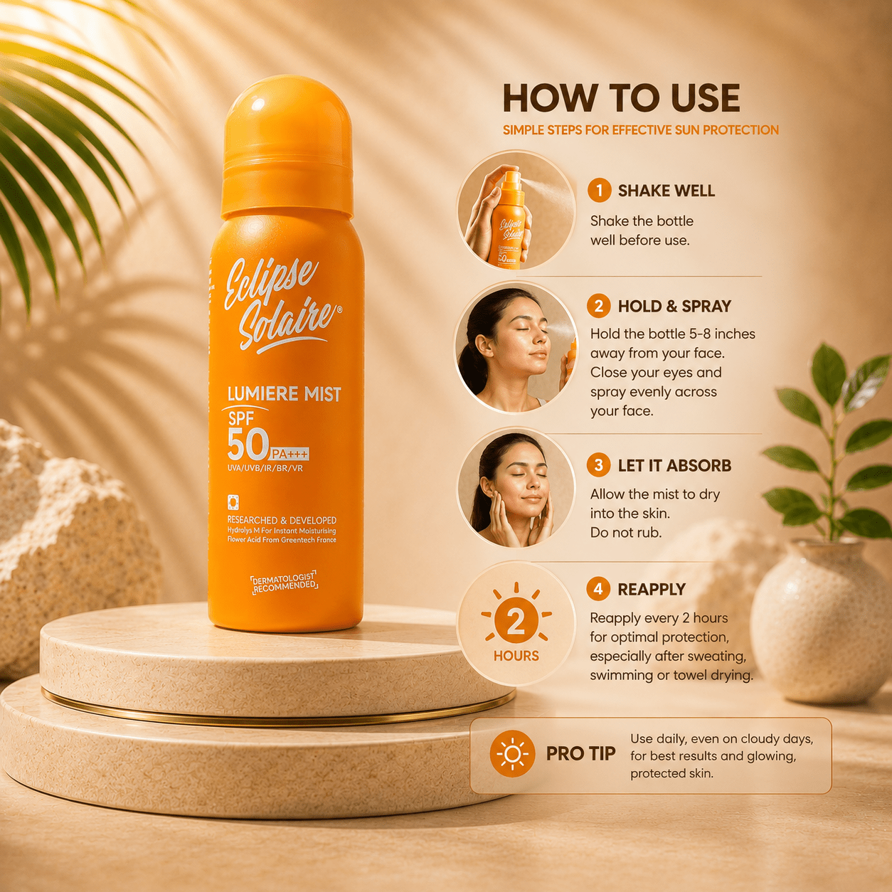 Eclipse Solaire Lumiere Mist SPF 50 PA+++ Sunscreen Spray - Cosmosentials