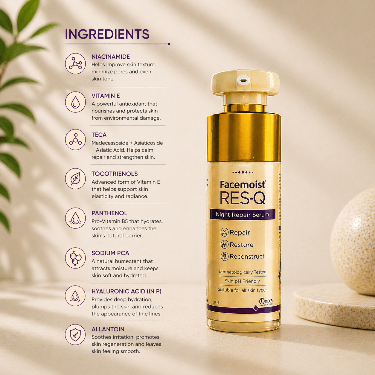 Facemoist RES - Q Night Repair Serum - Cosmosentials