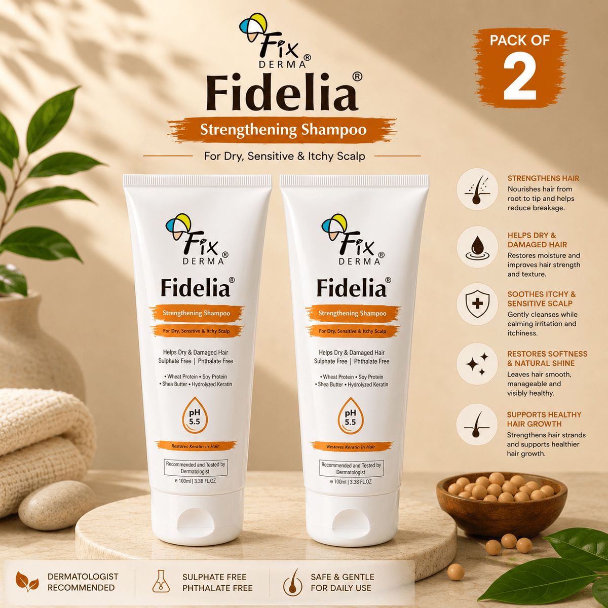 Fixderma Fidelia Strengthening Shampoo 100ml - Cosmosentials