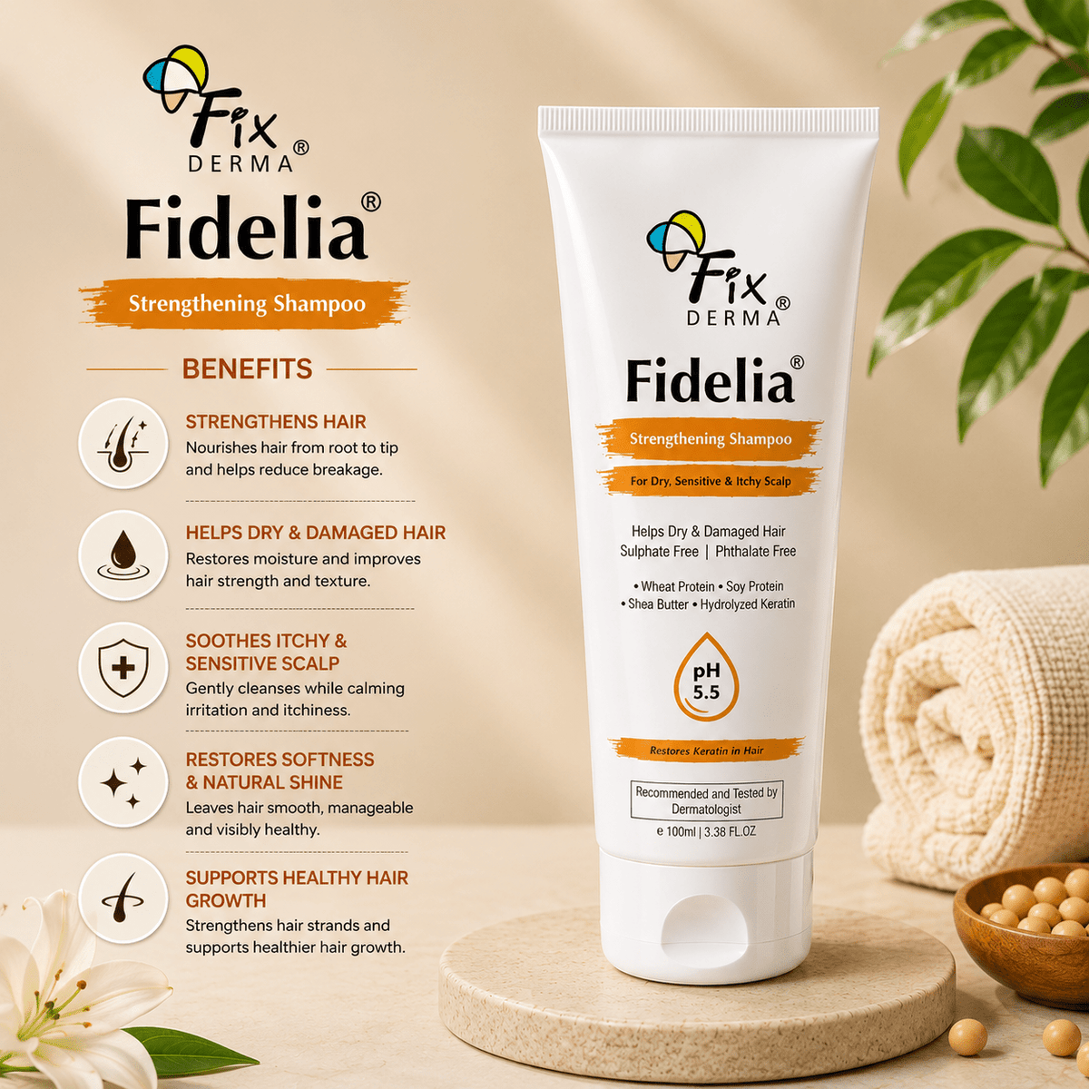 Fixderma Fidelia Strengthening Shampoo 100ml - Cosmosentials
