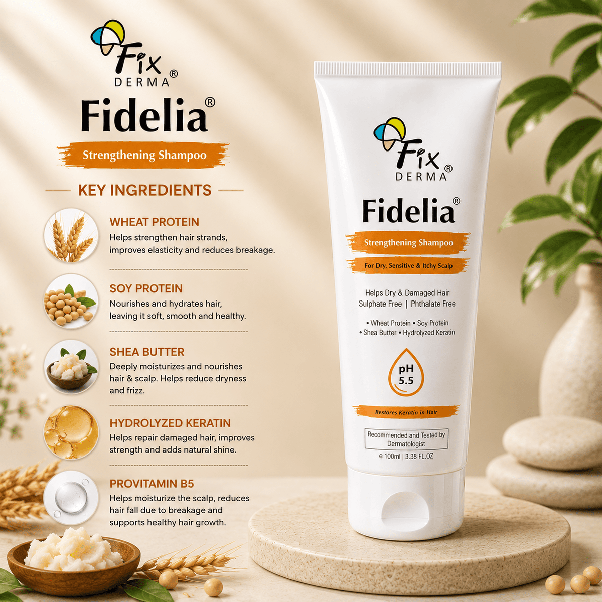 Fixderma Fidelia Strengthening Shampoo 100ml - Cosmosentials