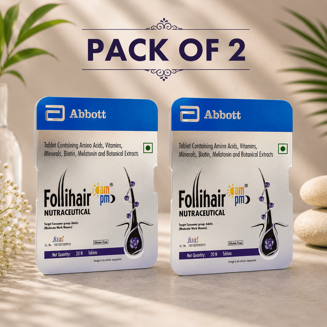 Follihair Nutraceutical AM PM Tablets (3 x 20 Tablets) - Cosmosentials