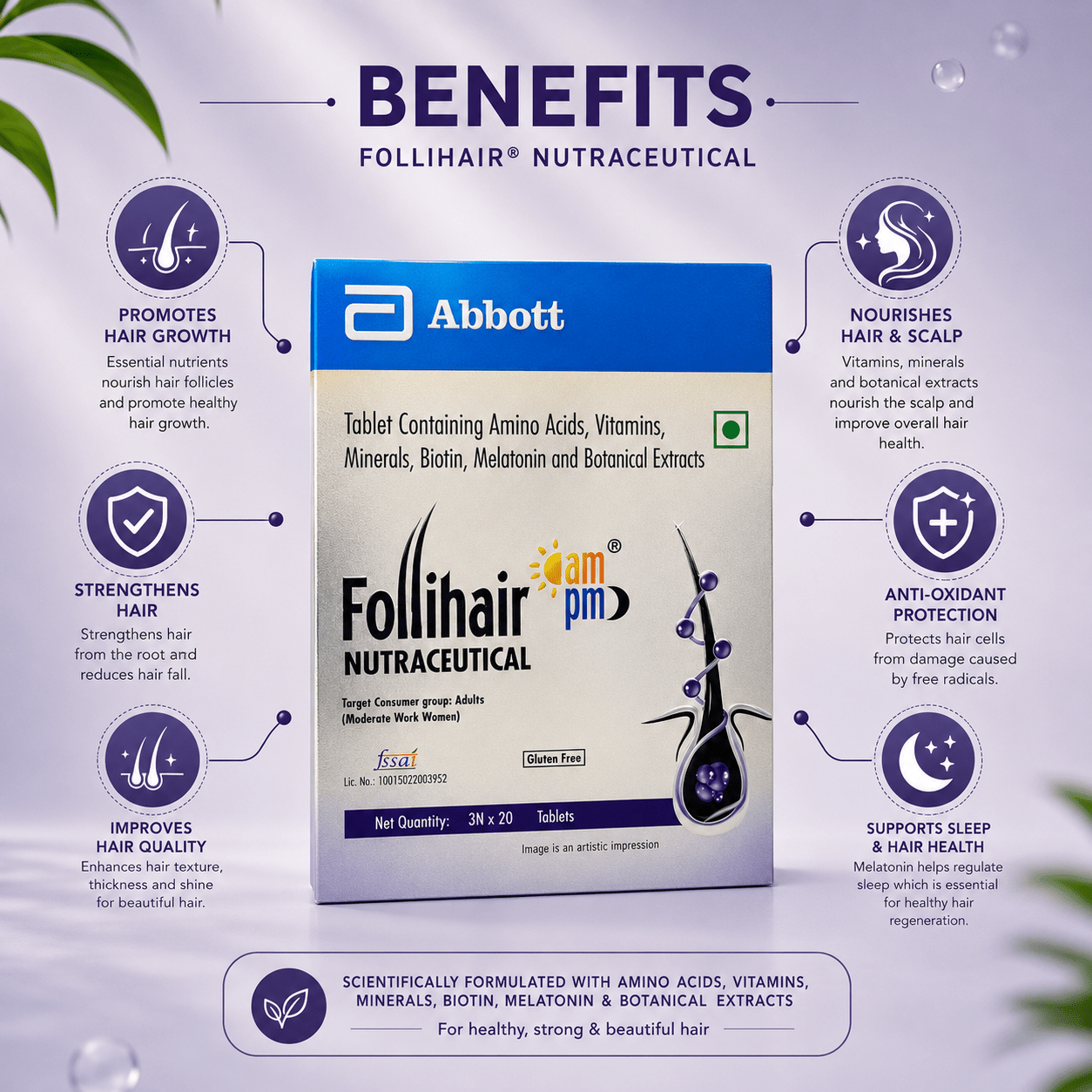 Follihair Nutraceutical AM PM Tablets (3 x 20 Tablets) - Cosmosentials