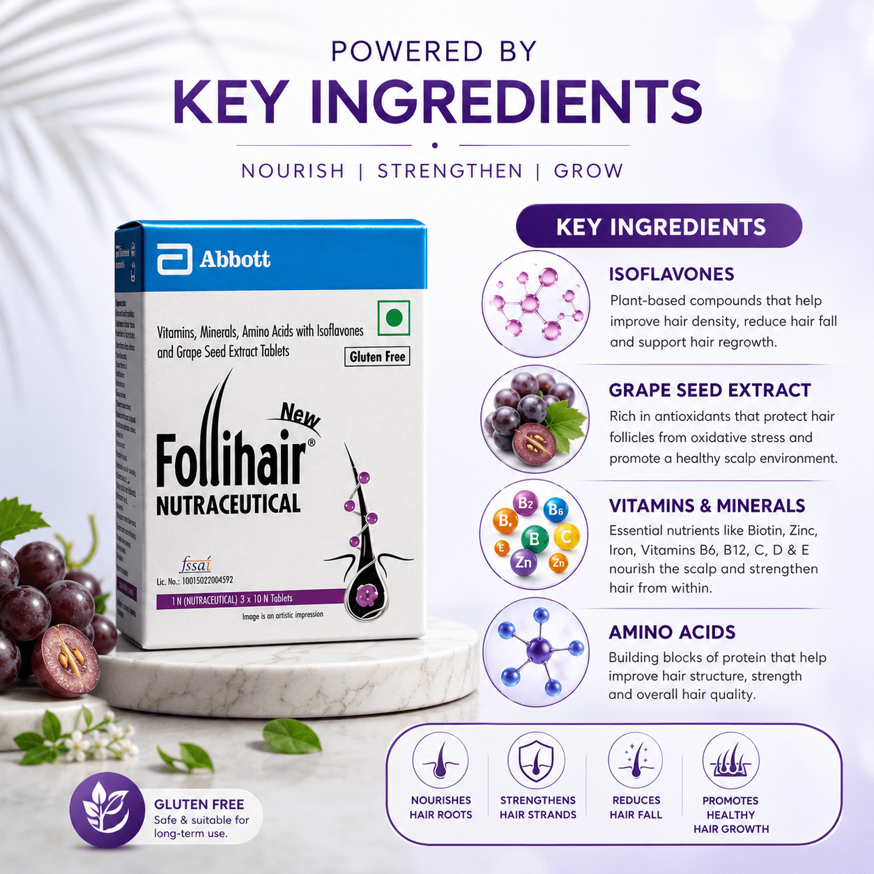 Follihair Nutraceutical Tablets - Cosmosentials