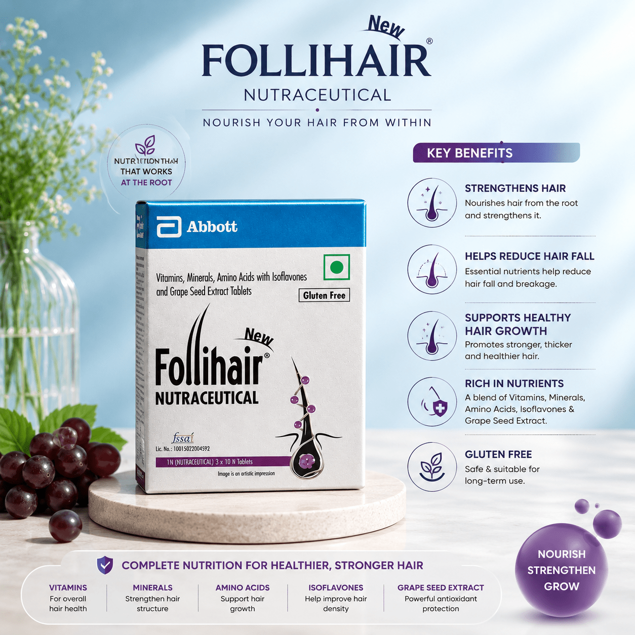 Follihair Nutraceutical Tablets - Cosmosentials