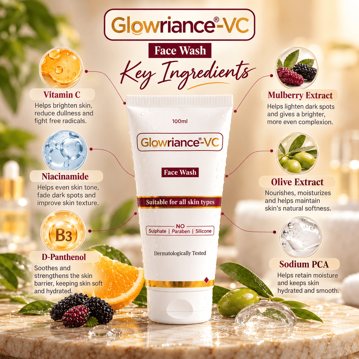 Glowriance-VC Face Wash 100 ml - Cosmosentials