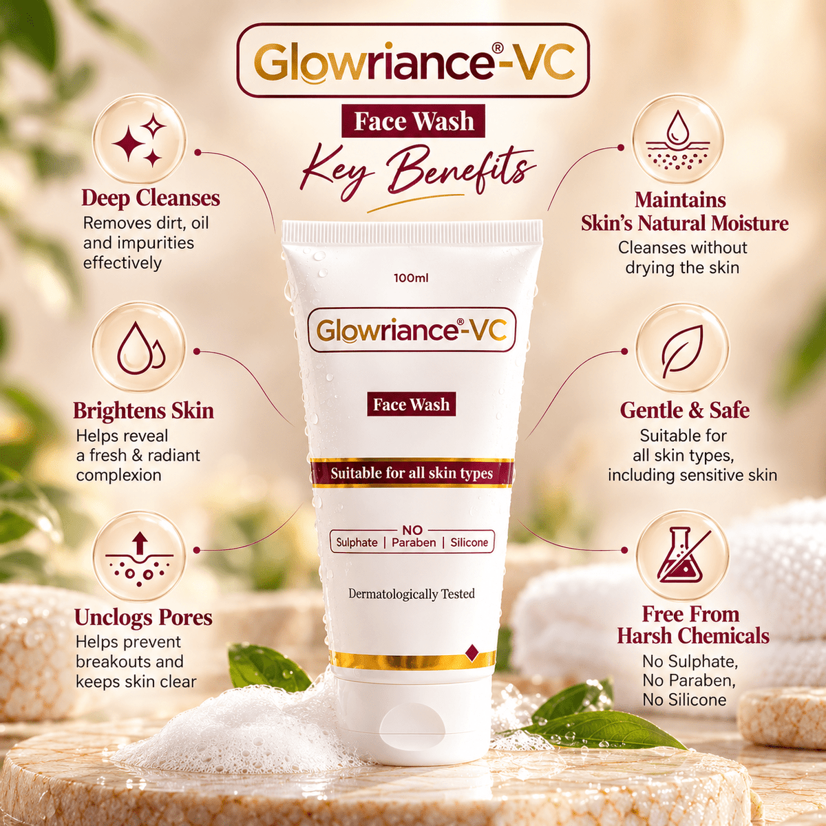 Glowriance-VC Face Wash 100 ml - Cosmosentials