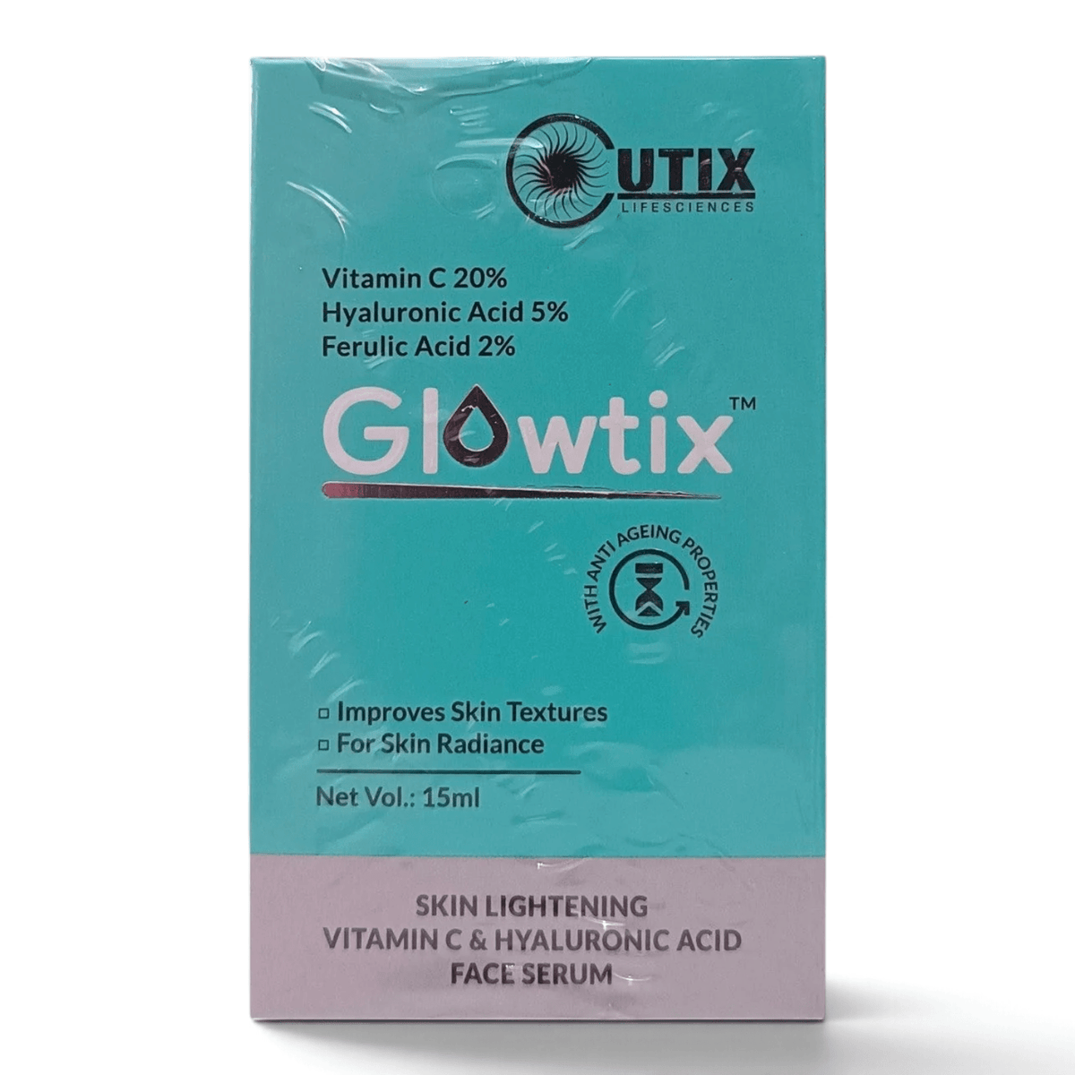 Glowtix Skin Lightening Vitamin C Hyaluronic Acid Face Serum 15ml - Cosmosentials