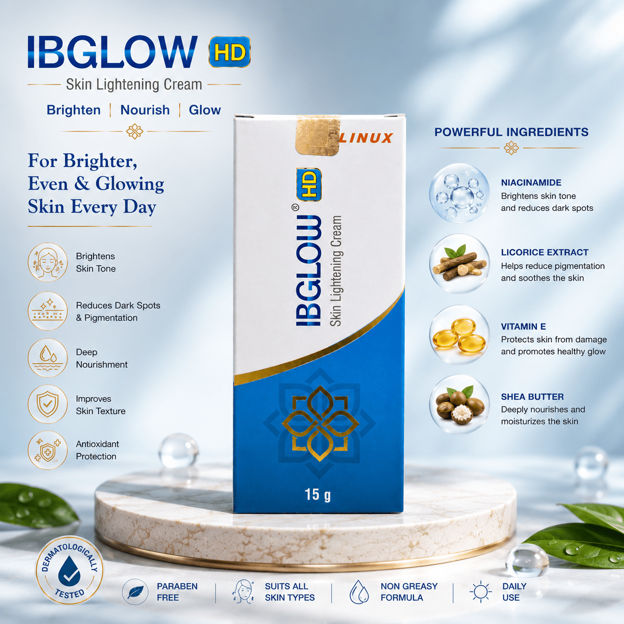 IBGLOW HD Skin Lightening Cream - Cosmosentials