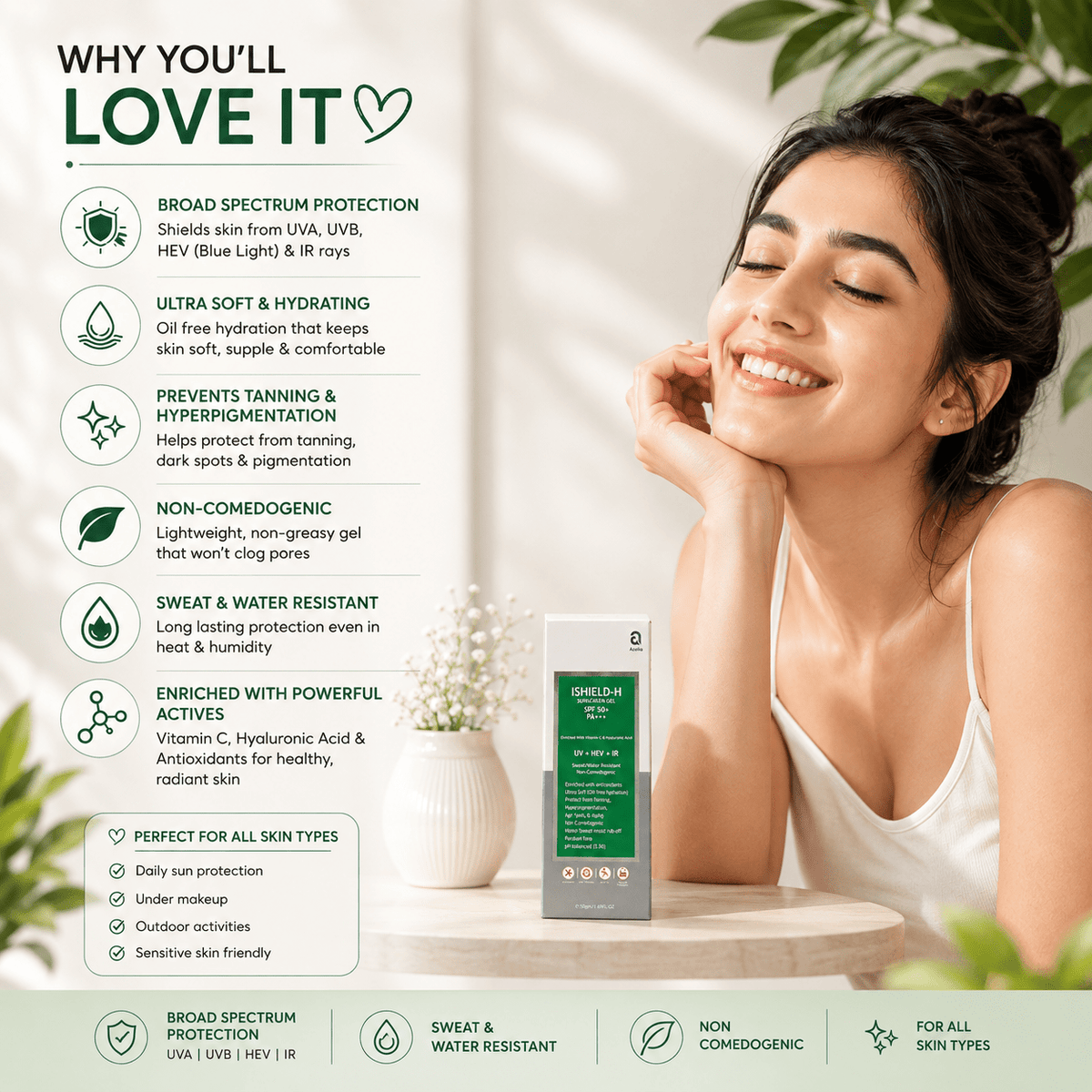 ISHIELD-H Sunscreen Gel SPF 50+ PA+++ - Cosmosentials