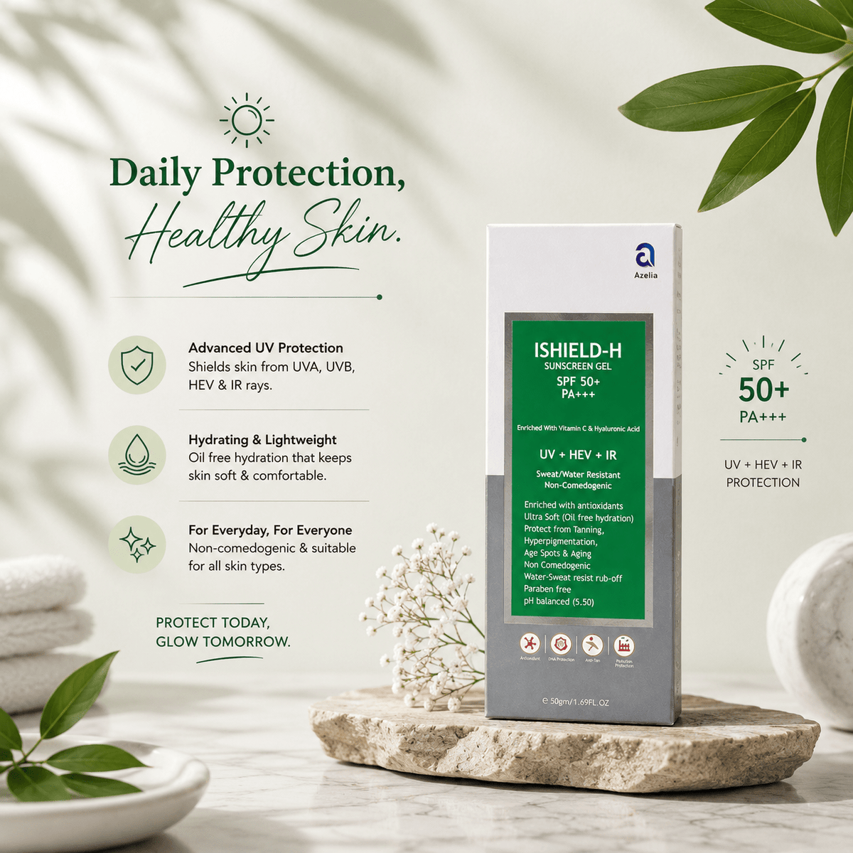 ISHIELD-H Sunscreen Gel SPF 50+ PA+++ - Cosmosentials