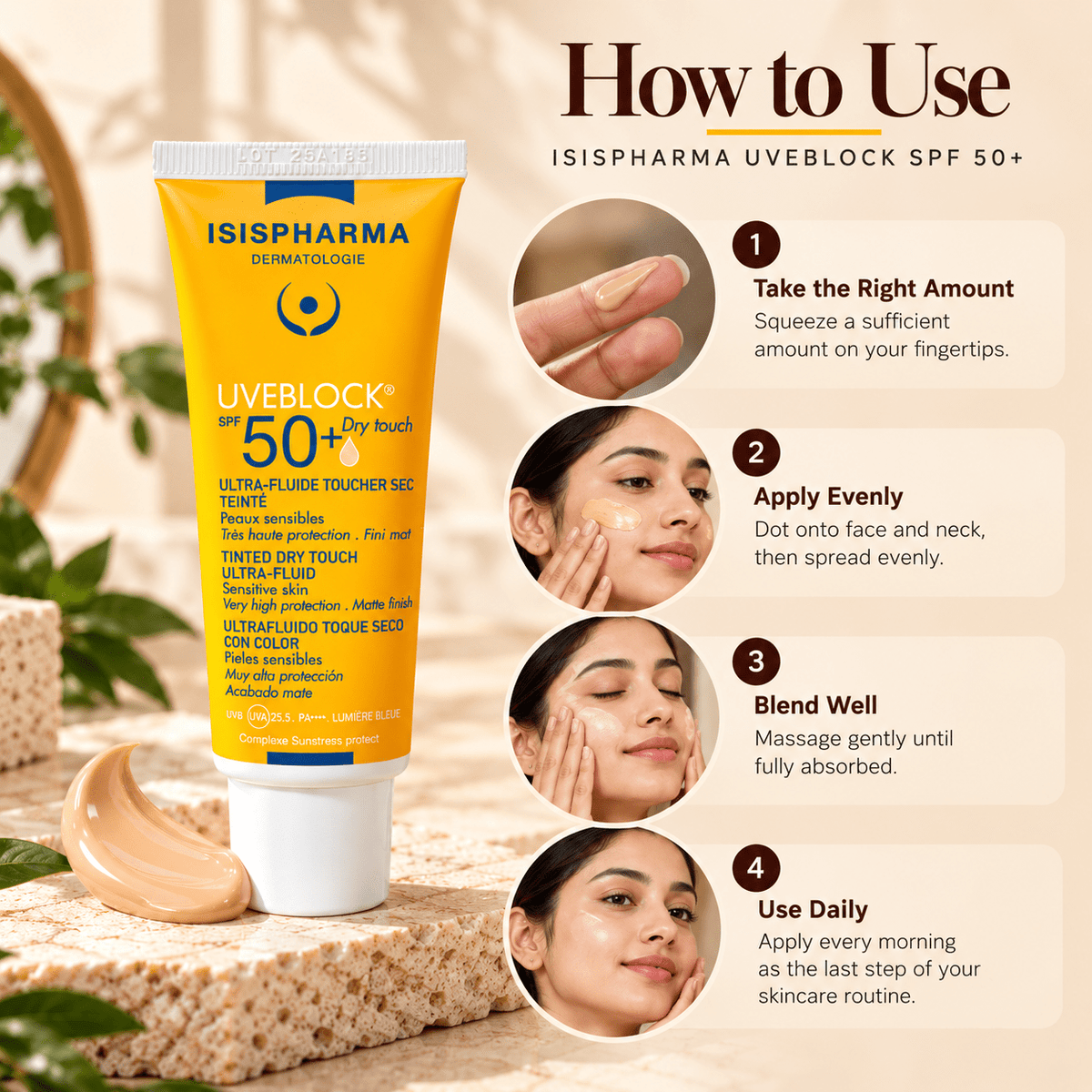ISISPHARMA UVEblock SPF 50+ Dry Touch Light Tinted Sunscreen - Cosmosentials