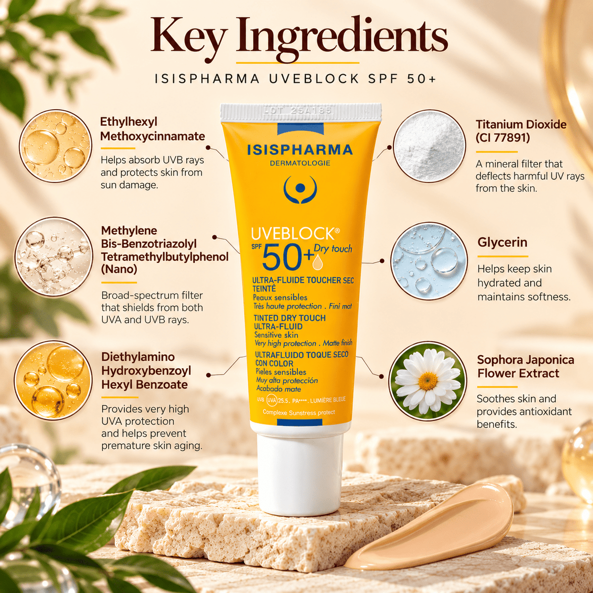 ISISPHARMA UVEblock SPF 50+ Dry Touch Light Tinted Sunscreen - Cosmosentials