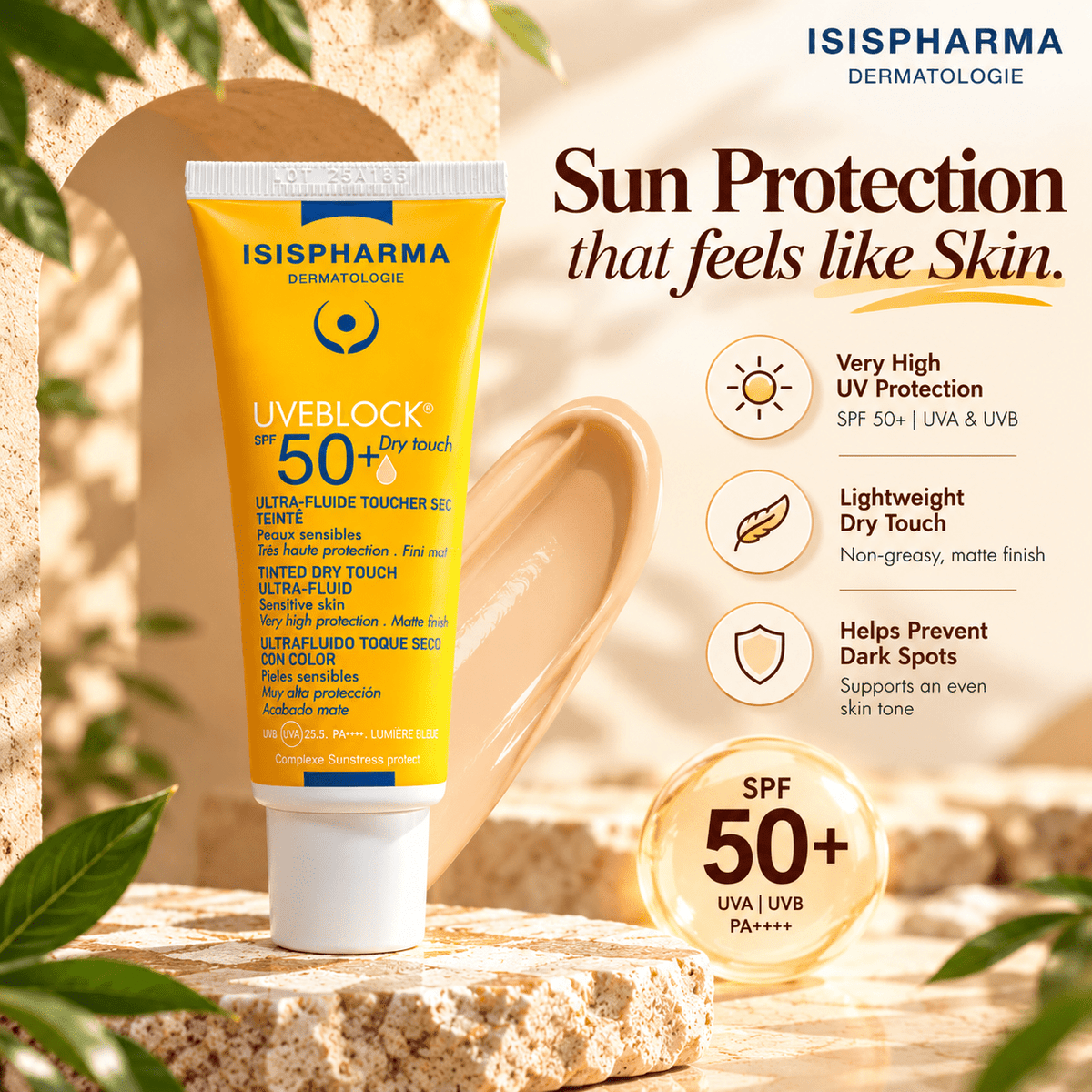 ISISPHARMA UVEblock SPF 50+ Dry Touch Light Tinted Sunscreen - Cosmosentials