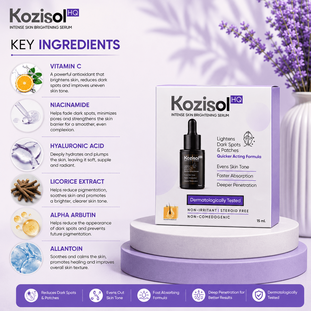 Kozisol HQ Intense Skin Brightening Serum - Cosmosentials
