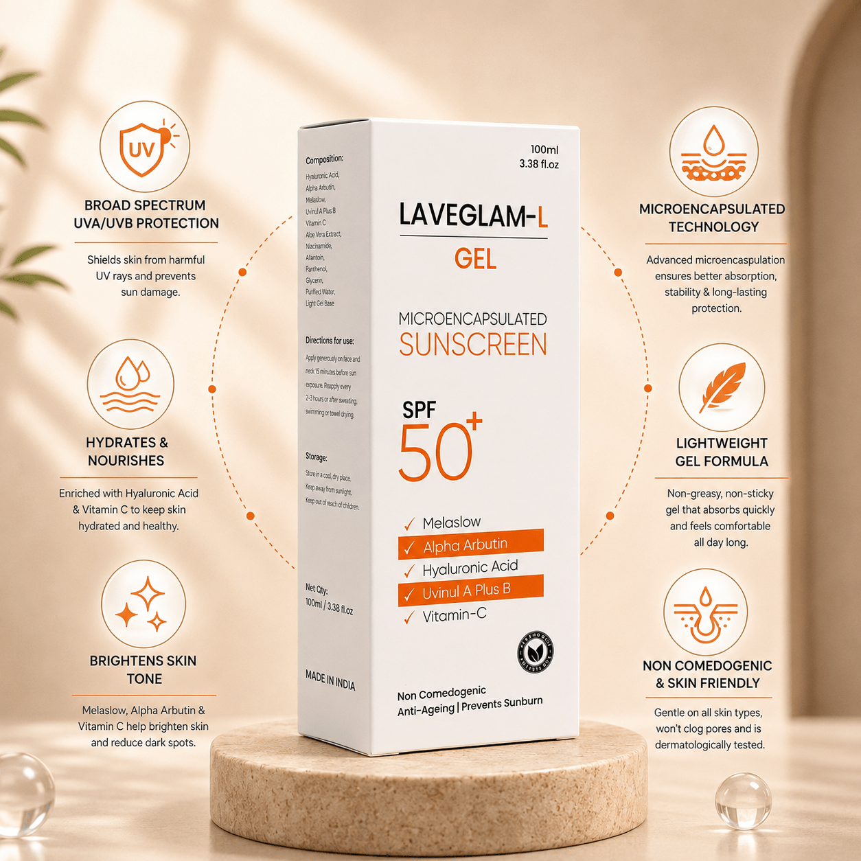 LAVEGLAM - L Sunscreen Gel SPF 50+ - Cosmosentials