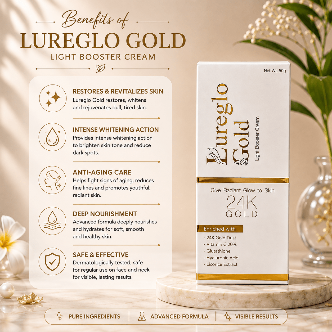 Lureglo Gold Light Booster Cream - Cosmosentials