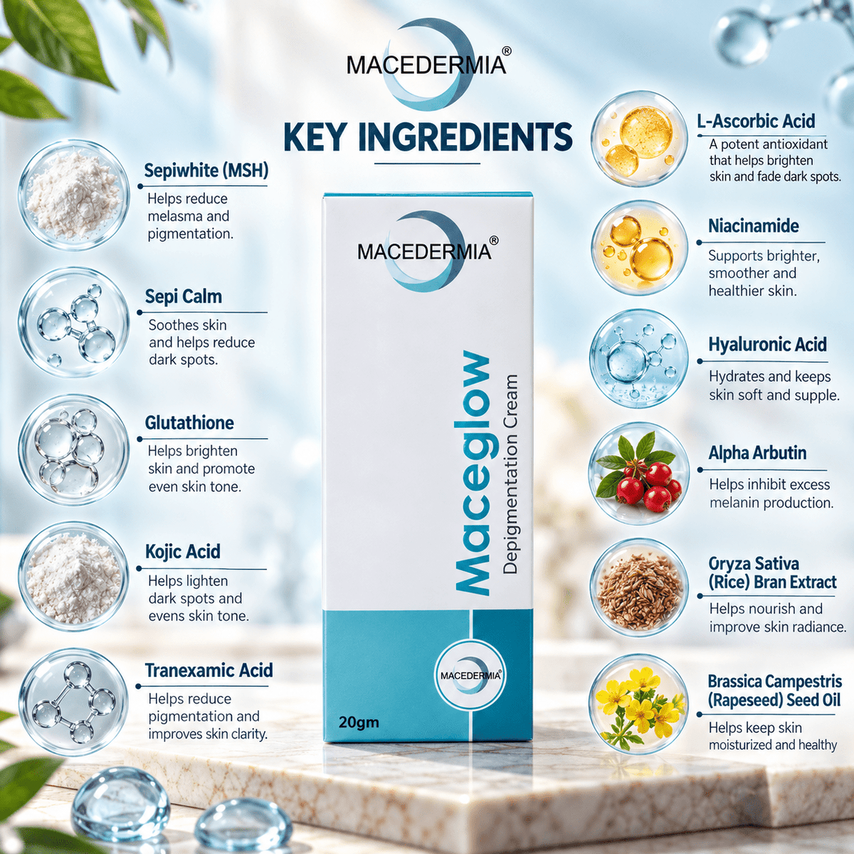 Maceglow Depigmentation Cream 20 g - Cosmosentials