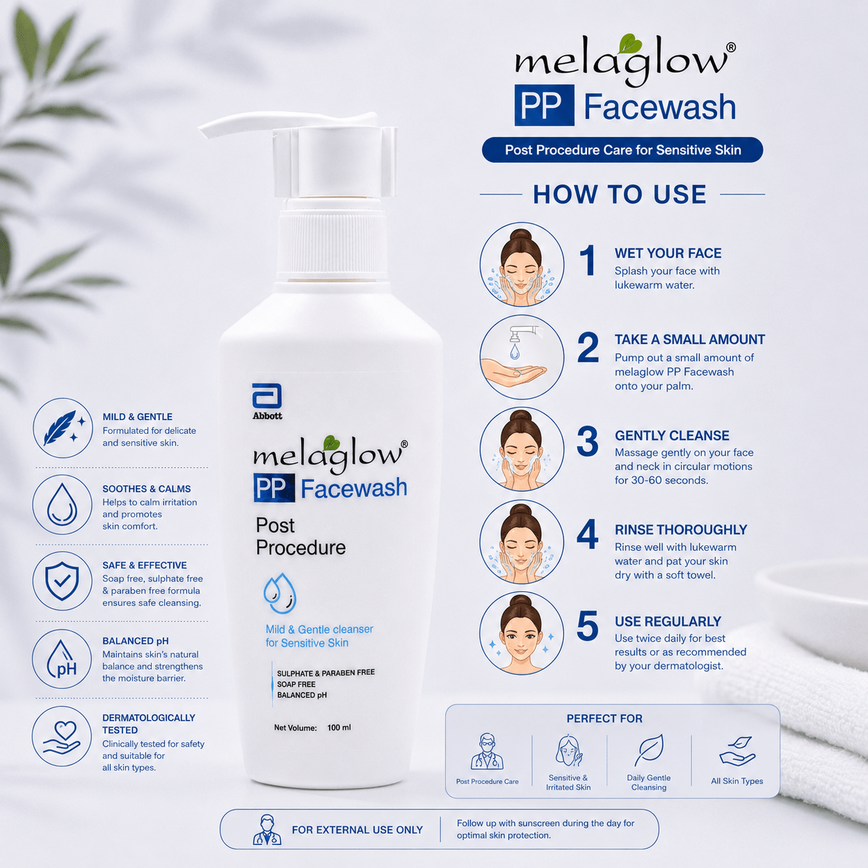 Melaglow PP Facewash 100ml - Cosmosentials